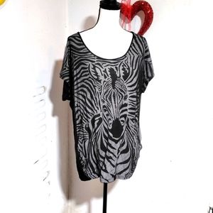 Skinny Minne Zebra Print Net Shirt Size 1X